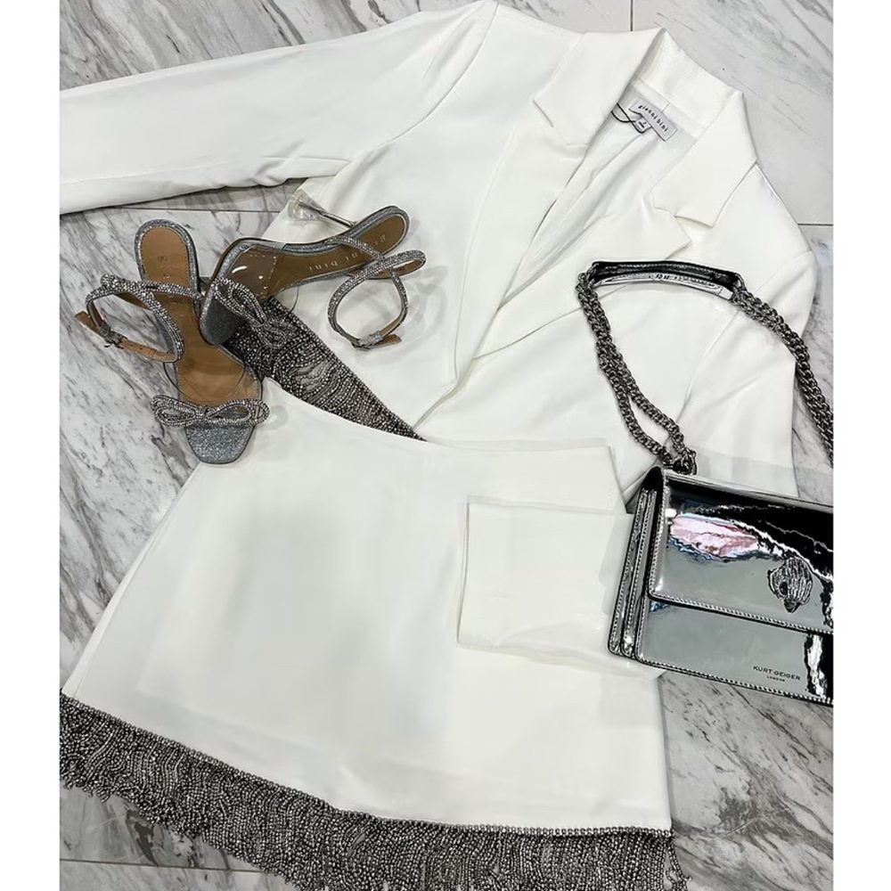 Anya Rhinestone Fringe Coordinating Jacket & Skirt | GIANNI BINI